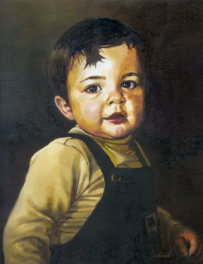Portrait d'art à l'huile réalisé à la main par Bertrand, artiste à Montmartre